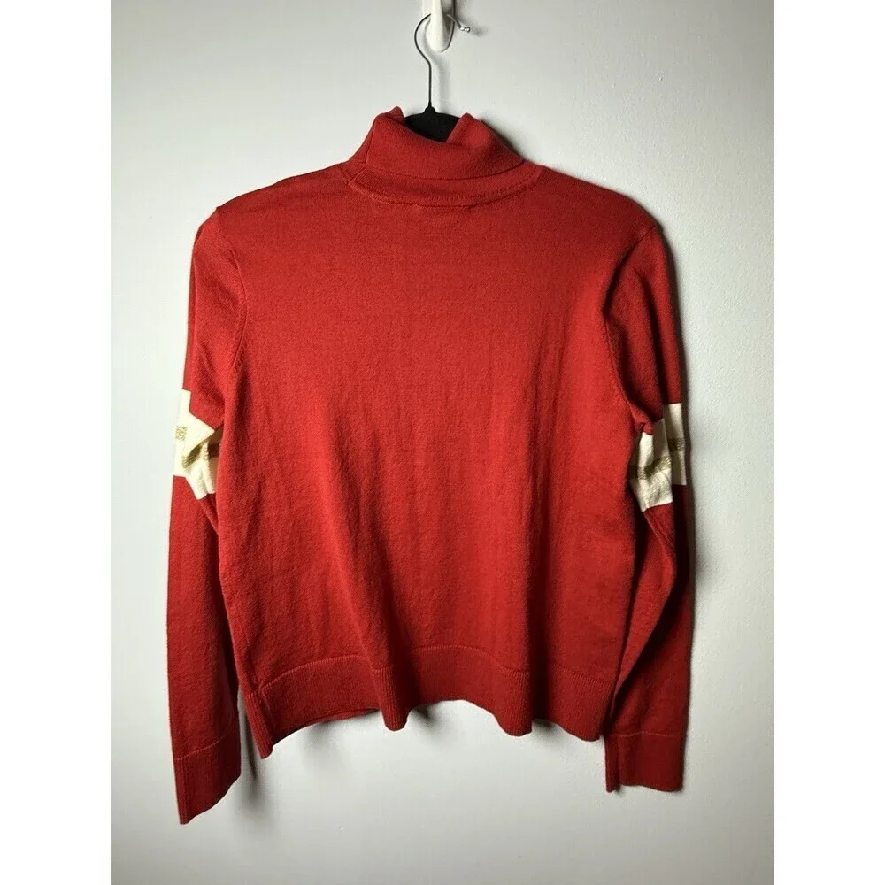 MICHAEL KORS Women Red Logo Long Sleeve Turtle Neck Sweater Small NEW